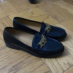 Black Sandro Loafers with Gold Hardware